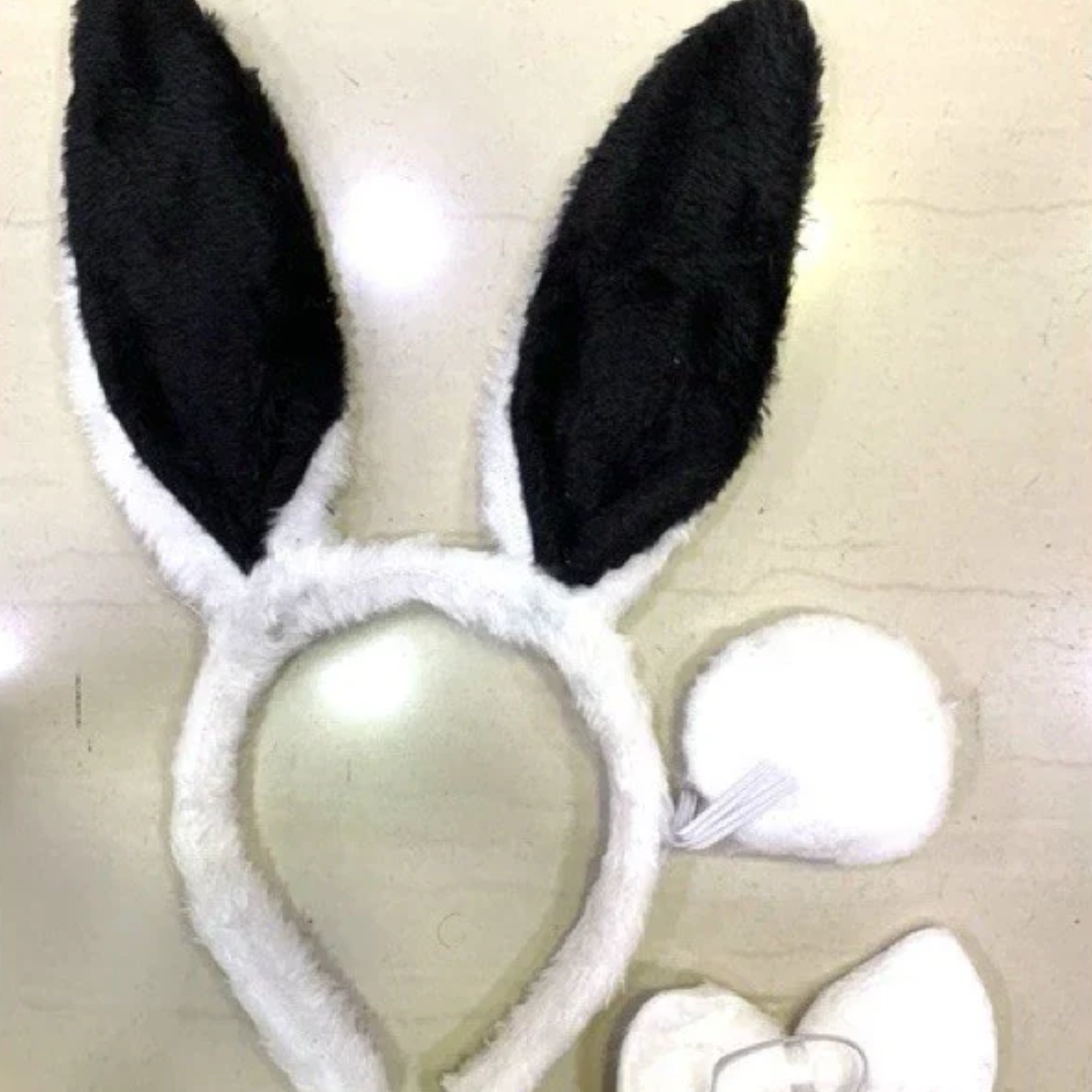 Kit Arco De Coelho Com Rabinho e Gravata Festa Fantasia varias cores