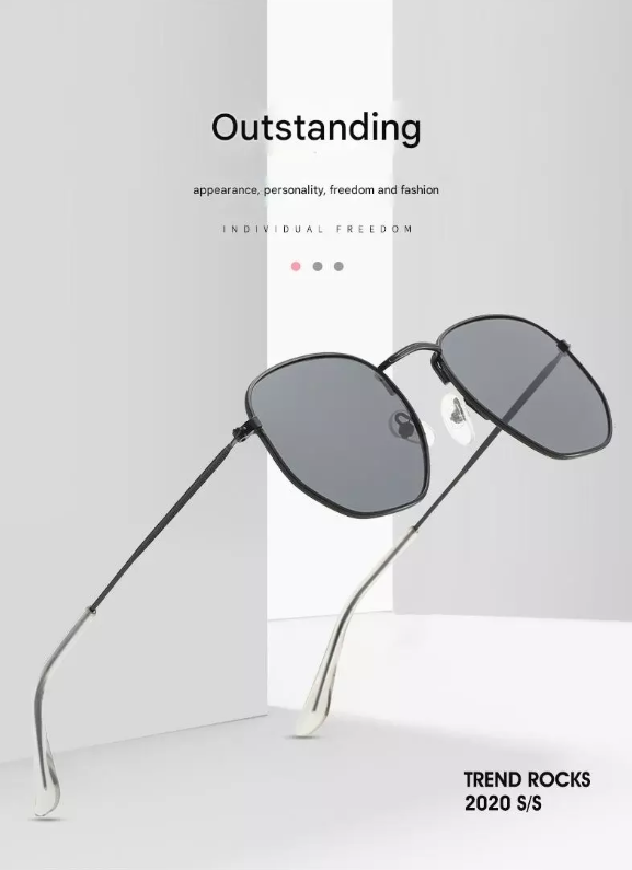 Óculos De Sol Vintage Hexagonais Unissex UV400