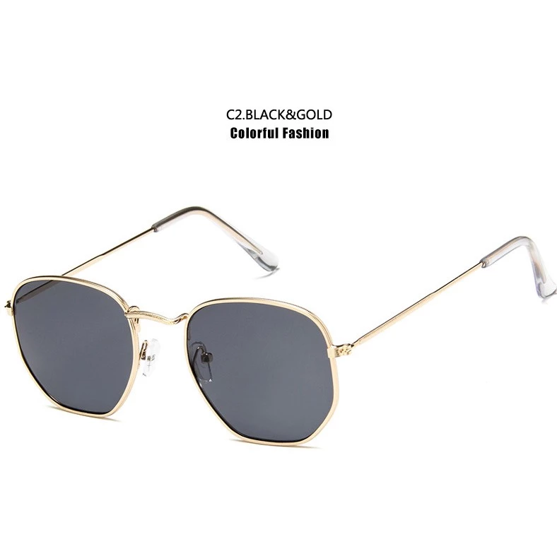 Óculos De Sol Vintage Hexagonais Unissex UV400