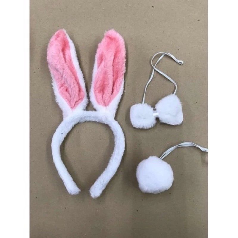 Kit Arco De Coelho Com Rabinho e Gravata Festa Fantasia varias cores