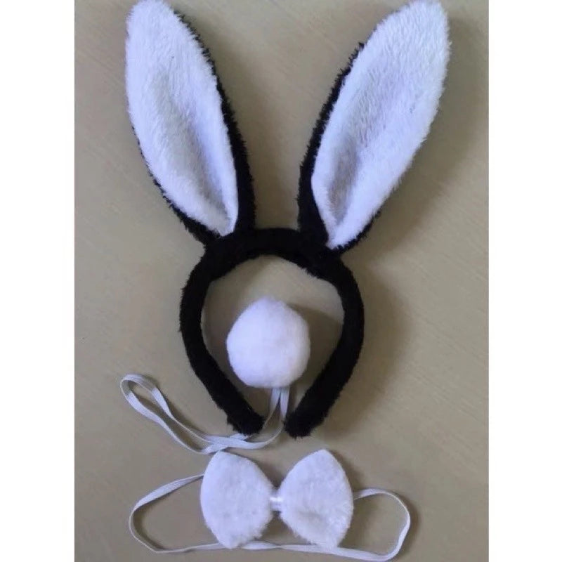 Kit Arco De Coelho Com Rabinho e Gravata Festa Fantasia varias cores