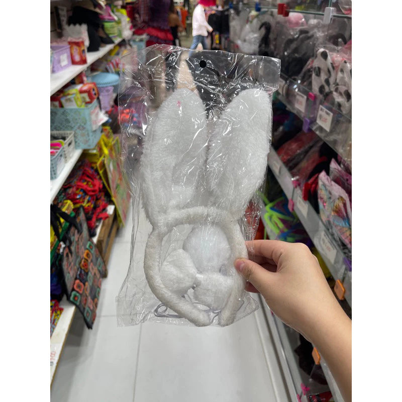 Kit Arco De Coelho Com Rabinho e Gravata Festa Fantasia varias cores